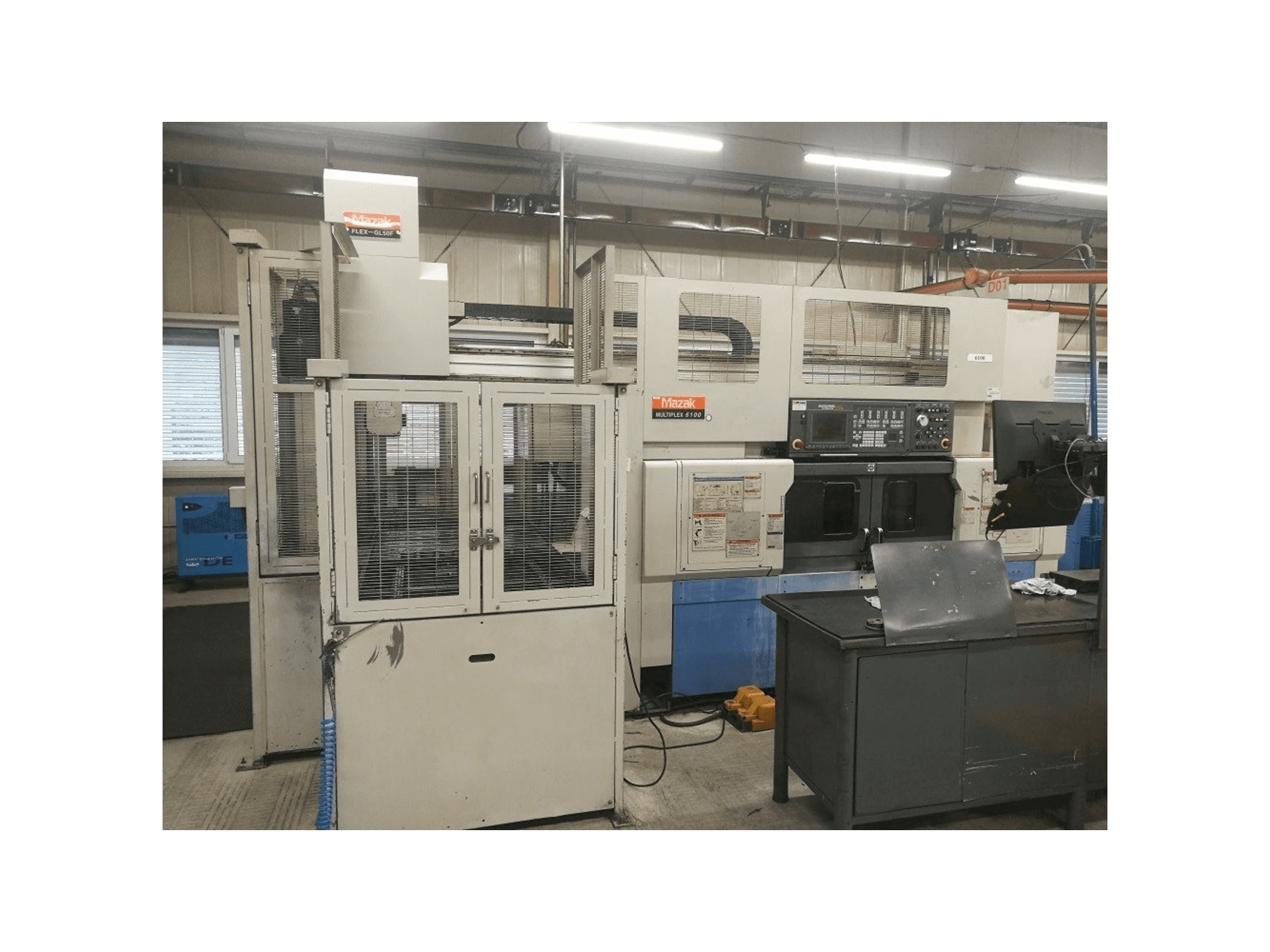 Front view of Mazak Multiplex 6100 + robot FLEX-GL50F machine